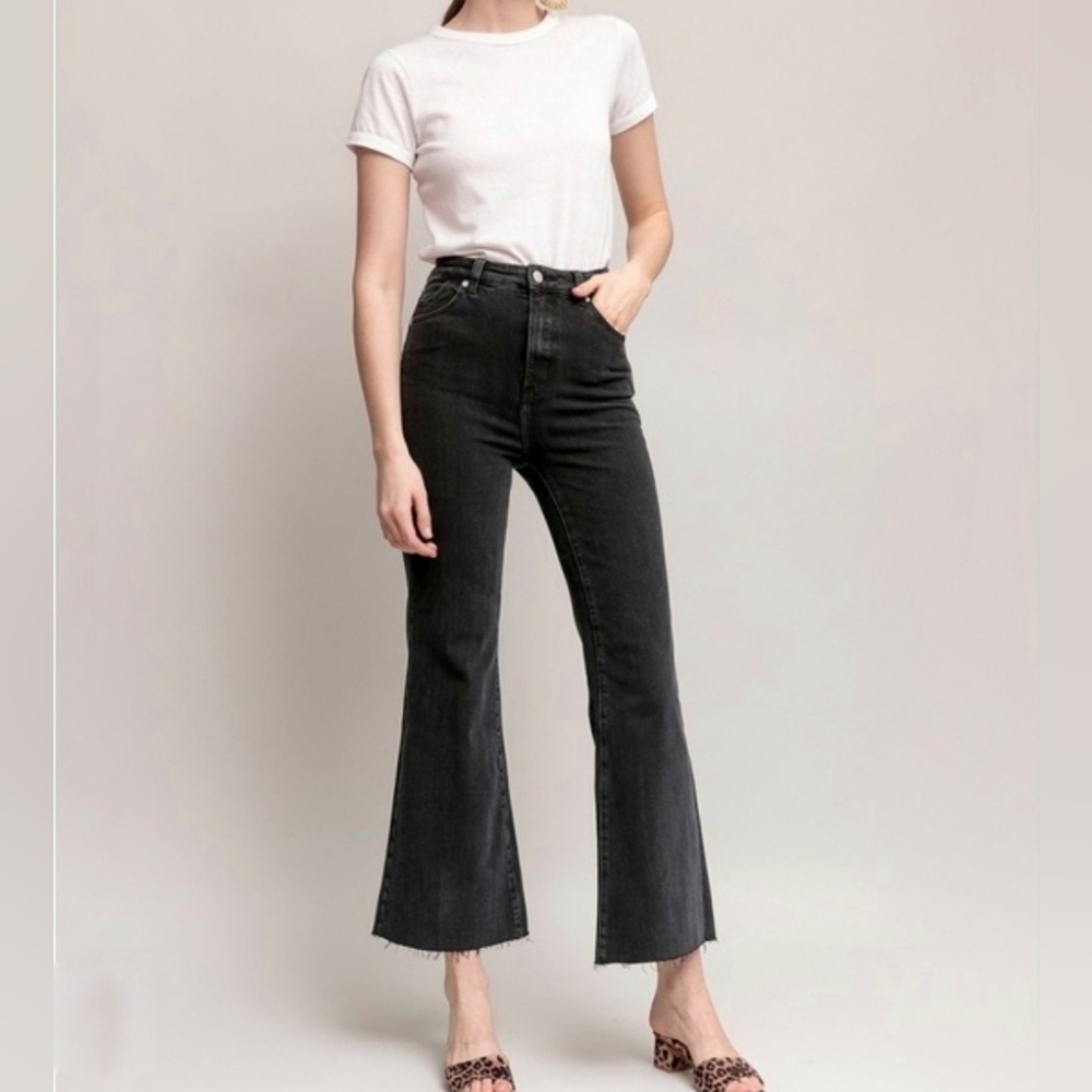 Rolla's Eastcoast Crop Flare Jeans Size 29 Washed Black Boho Minimalist Denim